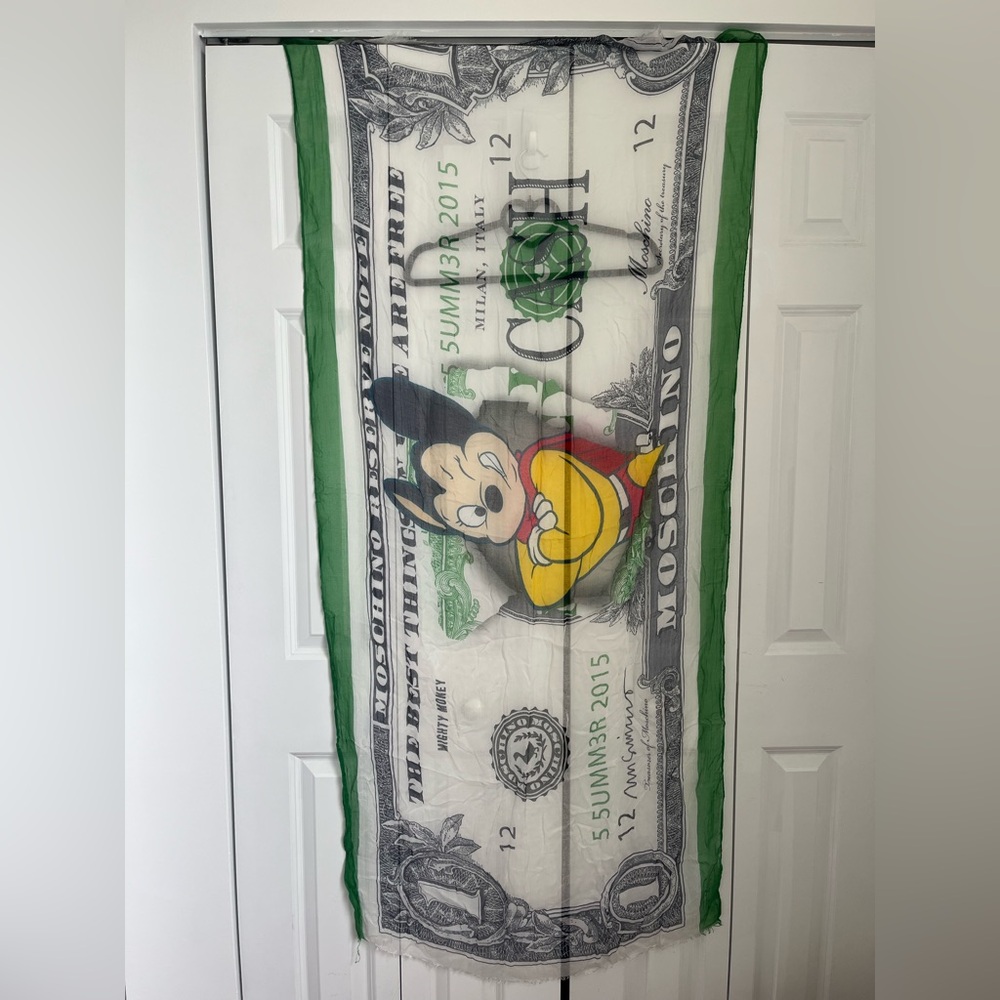 Moschino Limited Edition Mickey Mouse Dollar Bill Scarf